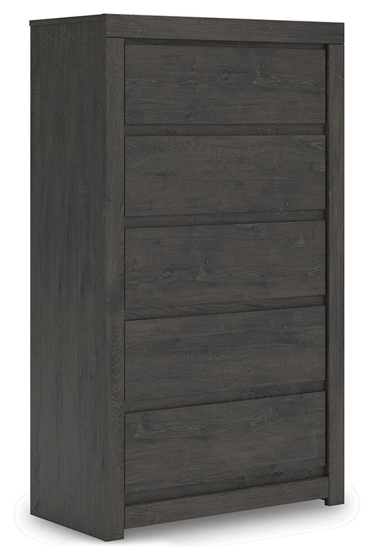 Fraluna - Five Drawer Chest - Charcoal