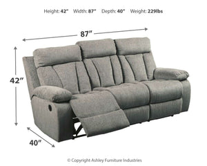 Mitchiner - Fog - REC Sofa w/Drop Down Table