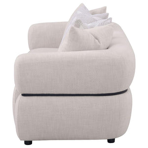 Jeanette - 84" Fabric Upholstered Round Arm Sofa - Beige