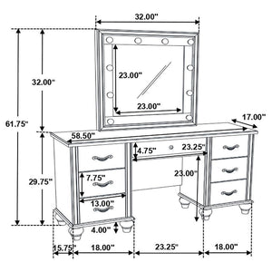 Barzini - 7-Drawer Vanity Set With Lighting - White