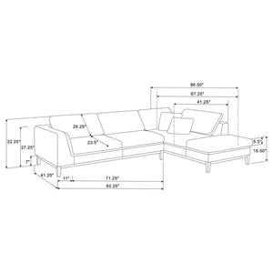 Persia - Upholstered Track Arm Sectional Sofa - Gray