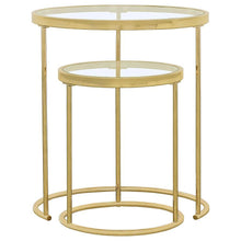 Maylin - 2 Piece Round Glass Top Nesting Table Set - Gold