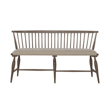 Americana Farmhouse - Upholstered Seat Windsor Bench (RTA) - Light Brown
