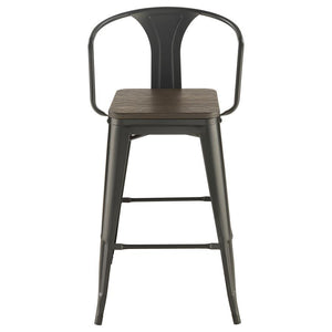 Cavalier - 3 Piece Square Bar Table Set - Dark Elm and Black