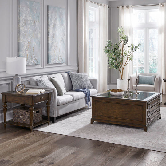 Arden Road - 3 Piece Table Set (Square Collector Cocktail Table) - Satin Cherry