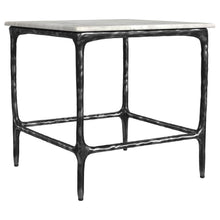 Ebby - Square Genuine Marble Top Metal End Table - White