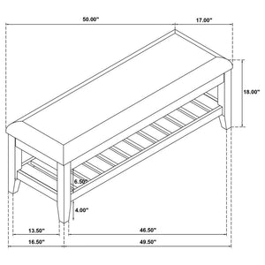 Bexhill - Upholstered Rectangular Bench with Shelf - White