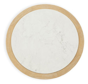 Camdill - Round Cocktail Table - Light Brown / White