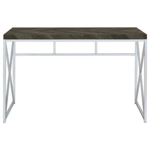 Grimma - Writing Office Desk - Rustic Gray And Chrome