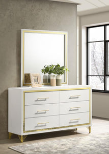 Lucia - 6-drawer Bedroom Dresser With Mirror - White