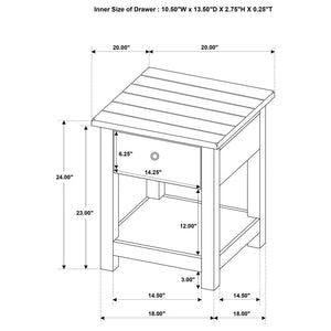 Payne - 1 Drawers Wood End Table with Shelf