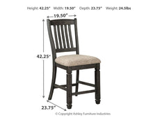 Tyler Creek - Black / Grayish Brown - Upholstered Barstool (Set of 2)
