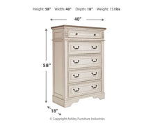 Realyn - Five Drawer Chest - White / Brown / Beige