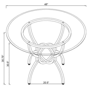 Aviano - 5 Piece Round Glass Top Dining Table Set - Gummetal