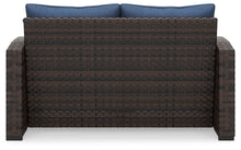 Windglow - Blue / Brown - Loveseat With Cushion