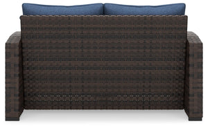 Windglow - Blue / Brown - Loveseat With Cushion