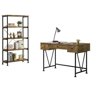 Analiese - 2 Piece Computer Desk Bookcase Set - Rustic Nutmeg