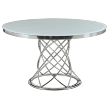 Irene - 5 Piece Round Glass Top Dining Set - White And Chrome