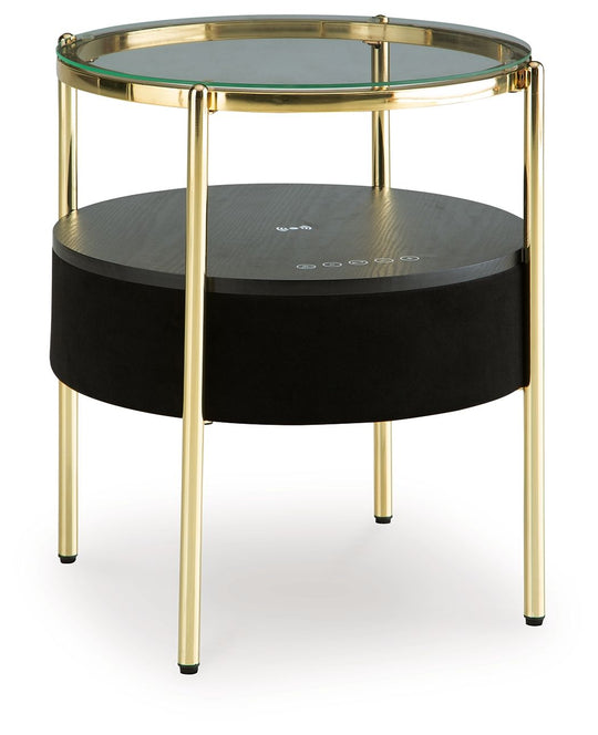 Nedman - Accent Table With Speaker - Black / Gold Finish