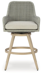 Seton Creek - Beige / Gray - Barstool With Cushion (Set of 2)