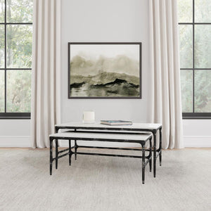 Ebby - 2-Piece Genuine Marble Top Nesting Coffee Tables - White