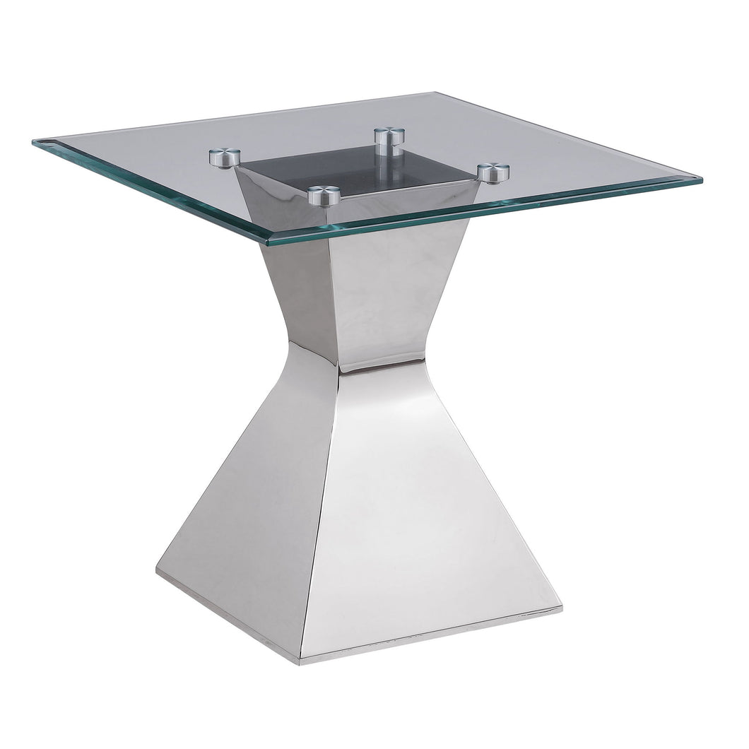 Jenny - Glass Top Stainless Steel Table