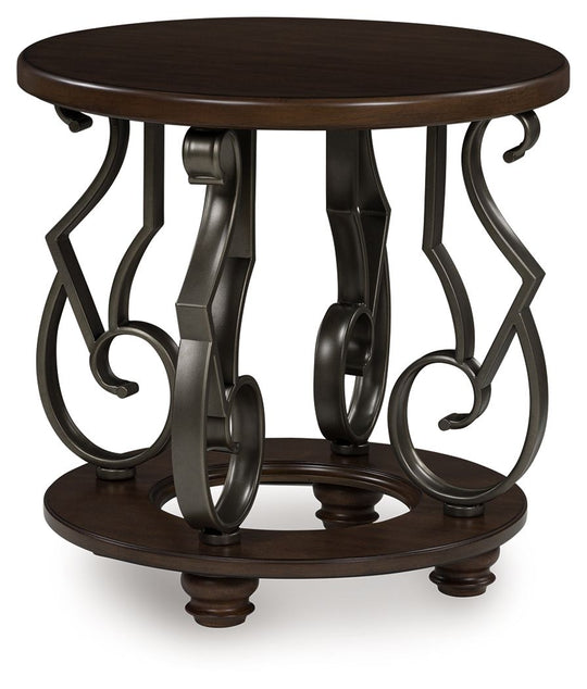 Frallyn - Round End Table - Dark Brown