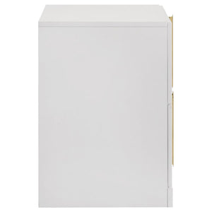 Ines - 2-Drawer Nightstand Bedside Table - White High Gloss