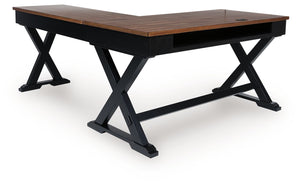 Wildenauer - Brown / Black - Home Office Desk And Return