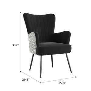 Amera - Accent Chair - Black With Petroglyph Print