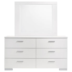 Felicity - 6-Drawer Dresser With Mirror - Glossy White