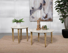 Aldis - Round Marble Top Coffee Table - White And Natural
