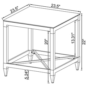 Lindley - Square Tempered Mirror Acrylic Side End Table - Chrome