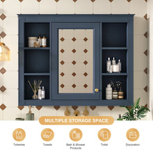 Wall Mounted Medicine Cabinet With Mirror, Storage Cabinet Featuring 6 Open Shelves And Adjustable Interior