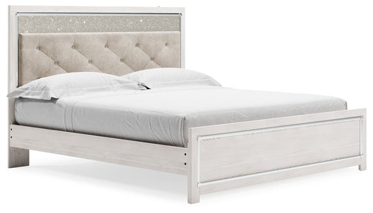 Altyra - King Panel Bed With Upholstered Headboard - White