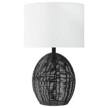 Indio - Drum Shade Handwoven Rattan Table Lamp - Black