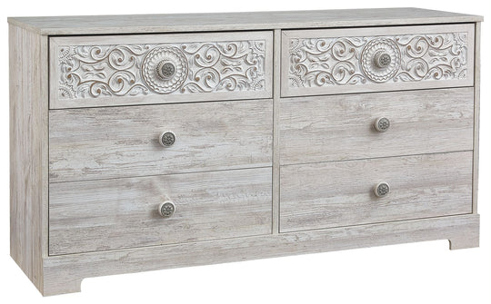 Paxberry - Six Drawer Dresser - Vinyl-Wrapped - Whitewash