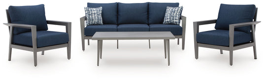 Gali - Sofa / Chairs / Table Set (Set of 4) - Gray / Blue