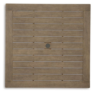 Aria Plains - Brown - Square Dining Table W/Umb Opt
