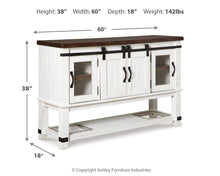 Valebeck - Dining Room Server - White / Brown