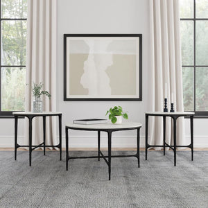 Hermas - Round Marble Coffee And End Table Set
