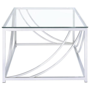 Lille - 2 Piece Glass Top Coffee And End Table Set - Chrome