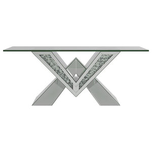 Taffeta - Glass Top Mirrored Acrylic Table