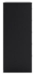 Finch - Black - Five Drawer Chest - 46" Height