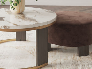 Jazmore - Nesting Cocktail Tables (Set of 2) - Brown / Brass Finish
