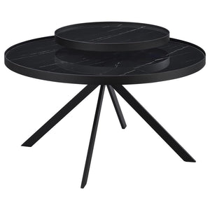 Briggs - Round Marble Printed Glass Top Coffee Table