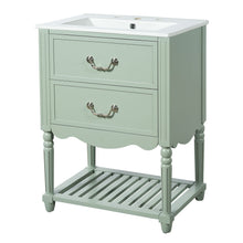 Wave Design Bathroom Vanity With Sink, 2 Drawers And Open Shelf