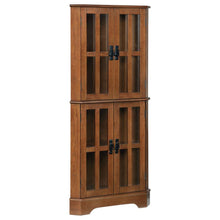 Coreosis - 4-Shelf Corner Curio Cabinet - Golden Brown