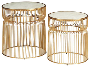 Vernway - White / Gold Finish - Accent Table Set (Set of 2)