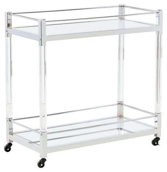 Chaseton - Bar Cart - Clear / Silver Finish